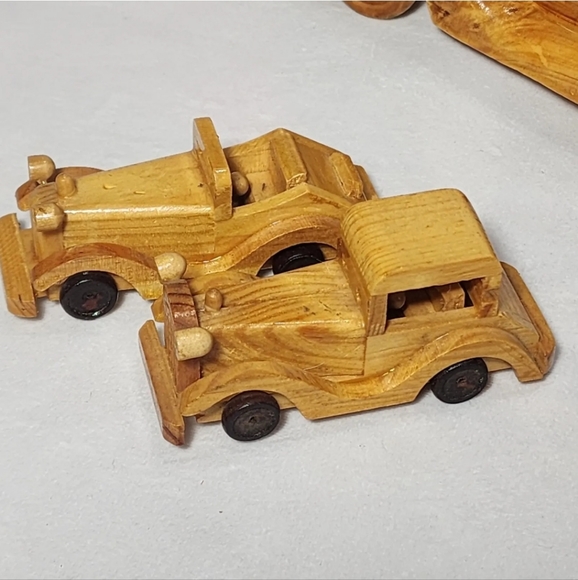 3 VTG Wood Cars Rolls Royce Auto Hand Crafted Models Toys Automobile 10" & 4" - Picture 3 of 8